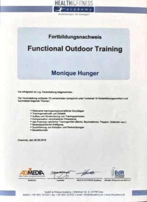 Fortbildungsnachweis für Functional Outdoor Training - Monique Hunger