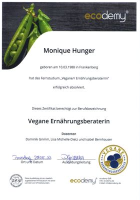 Vegane Ernährungsberaterin Zertifikat